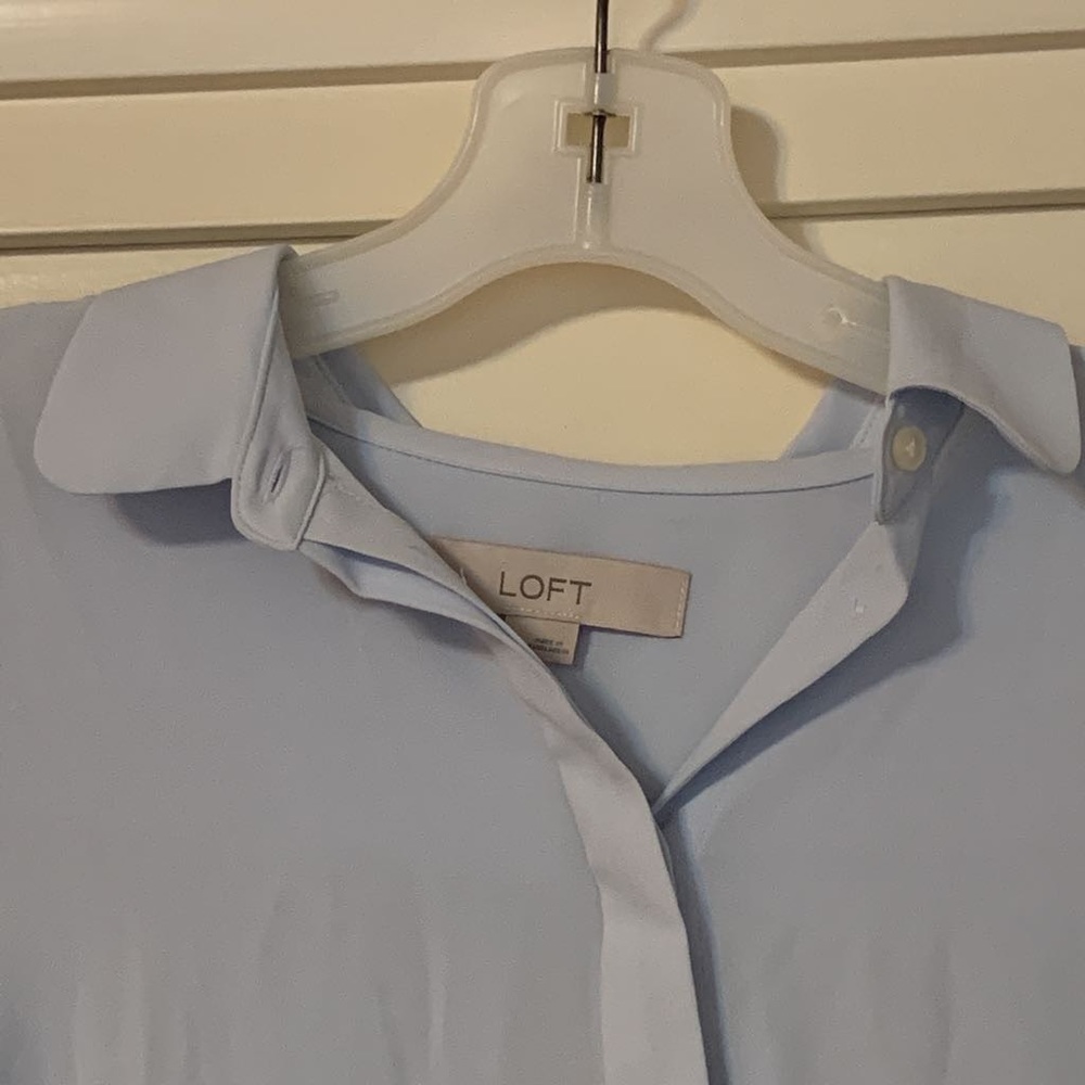 Loft Women’s Shirt Steel Blue Long Sleeve Blouse S